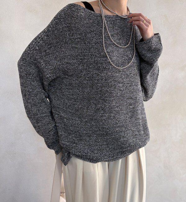  「マーブルヤーン前後2WAYカノコ編みプルオーバー」|ニット・セーター|