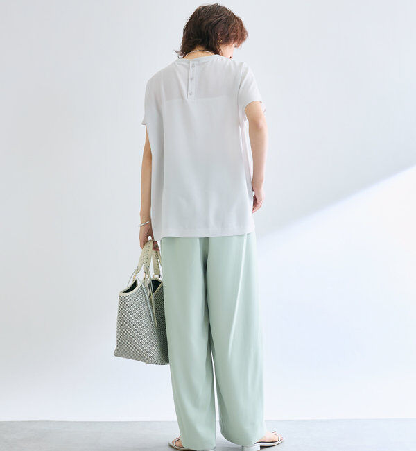  「【ウォッシャブル】【シーズンレスで使える】タックワイドスラックス」|チノ|