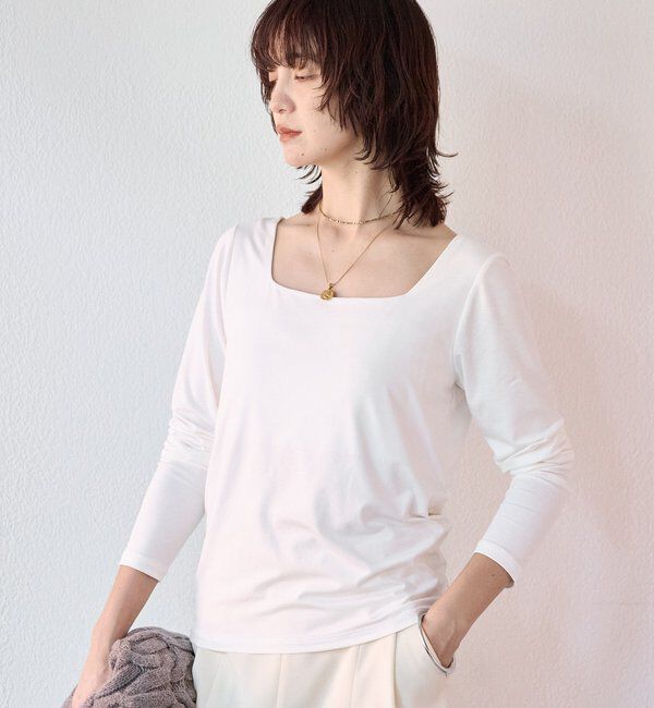  「【ニットのインナーにも】スクエアネックカットソー」|Tシャツ・カットソー|