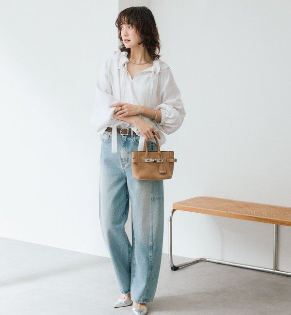  「予約【顔まわり華やか】リネンライクフリルカラーブラウス」|シャツ・ブラウス|