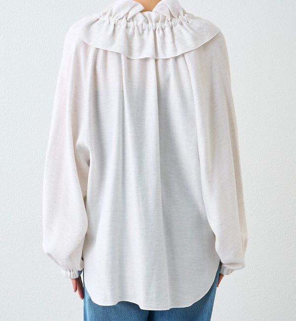  「予約【顔まわり華やか】リネンライクフリルカラーブラウス」|シャツ・ブラウス|