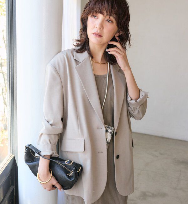 「予約【こなれ感抜群/接触冷感機能付き】ワイドショルダージャケット」|テーラードジャケット|
