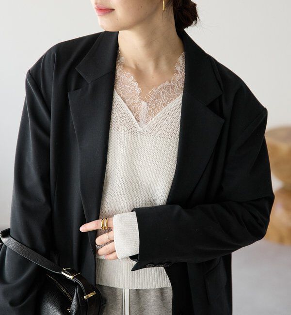  「予約【こなれ感抜群/接触冷感機能付き】ワイドショルダージャケット」|テーラードジャケット|
