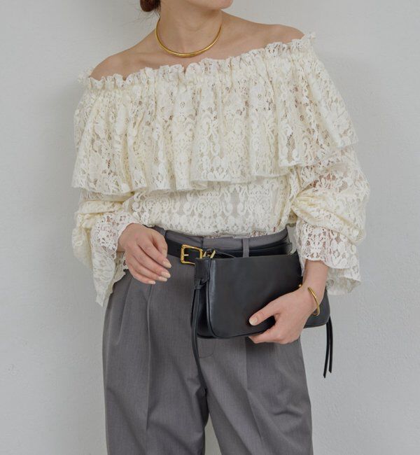  「オフショルレースブラウス」|シャツ・ブラウス|アイボリー