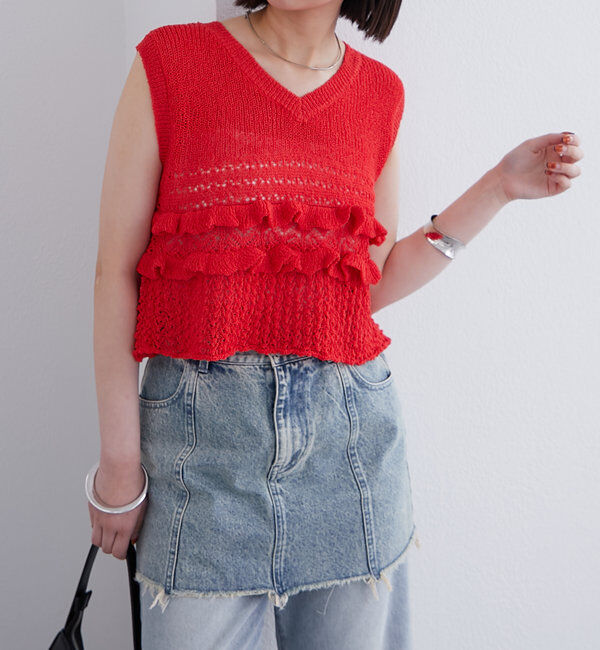  「フリルニットベスト」|ニット・セーター|
