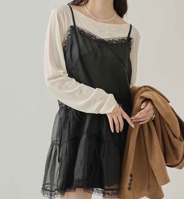  「シアーレースキャミチュニック」|シャツ・ブラウス|ブラック