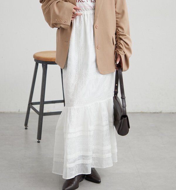  「パネルレースギャザースカート」|スカート|