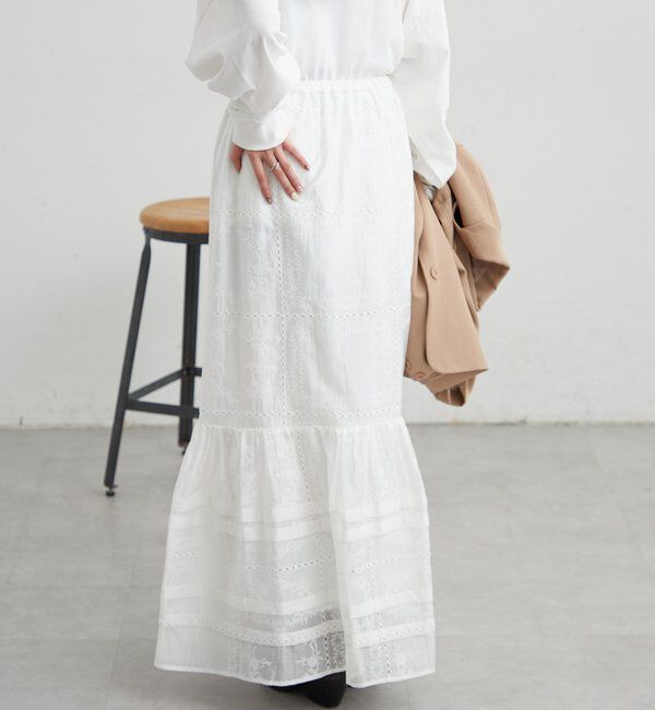  「パネルレースギャザースカート」|スカート|