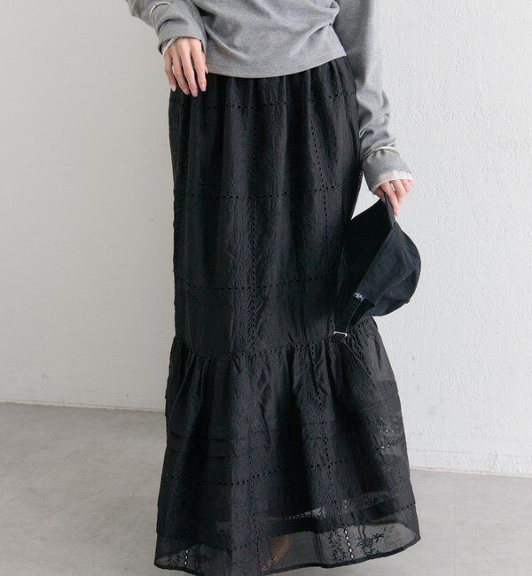  「パネルレースギャザースカート」|スカート|
