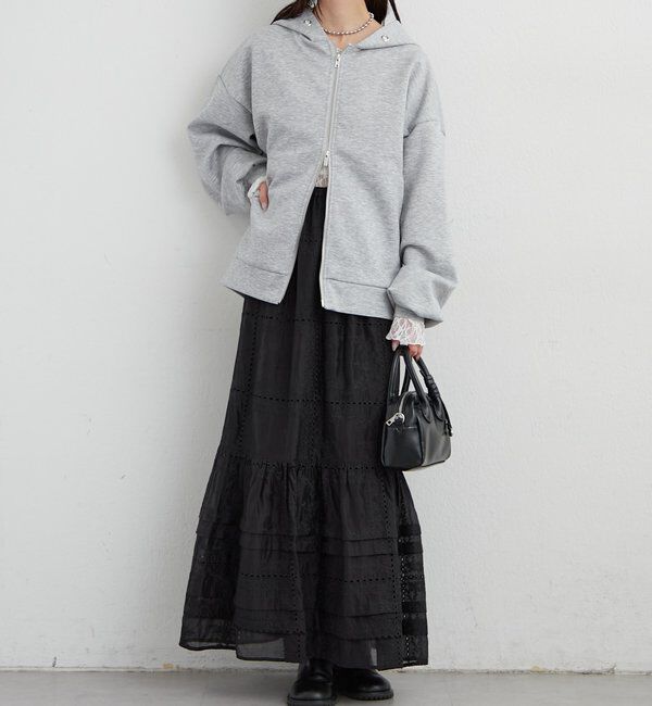  「パネルレースギャザースカート」|スカート|