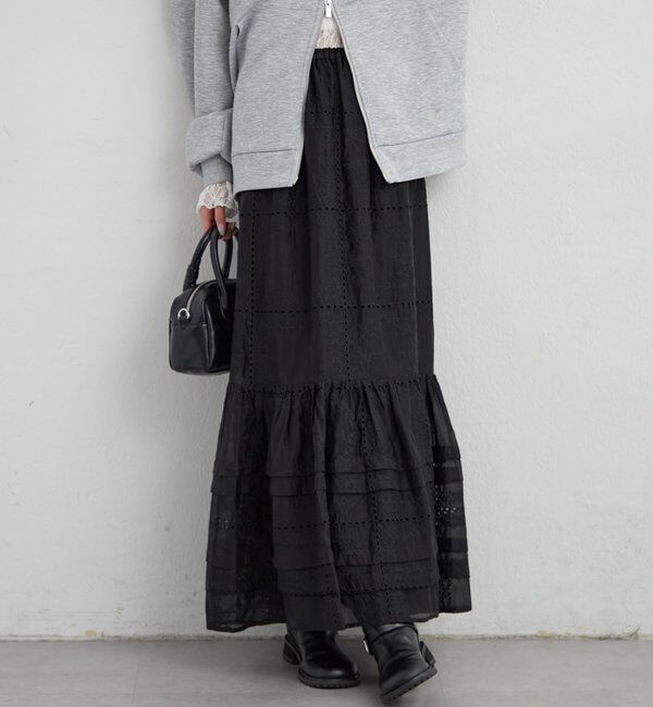  「パネルレースギャザースカート」|スカート|