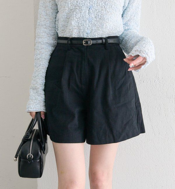  「ベルト付きタックキュロット」|キュロット|