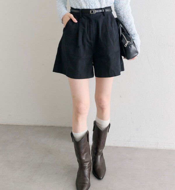  「ベルト付きタックキュロット」|キュロット|