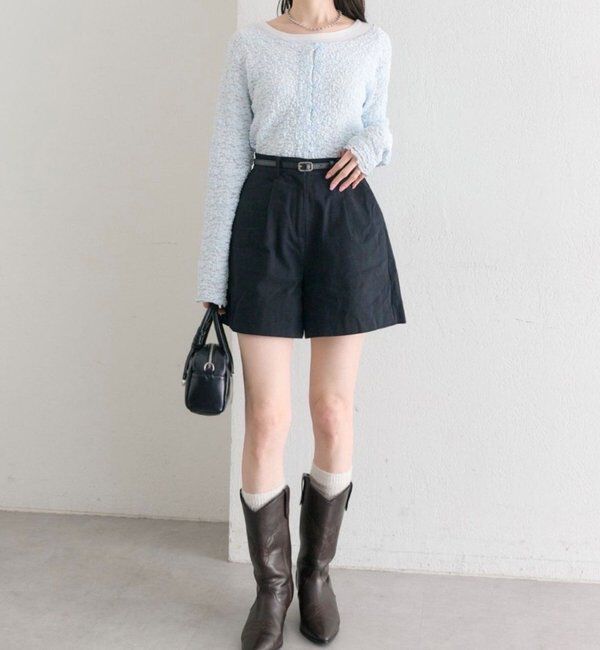  「ベルト付きタックキュロット」|キュロット|
