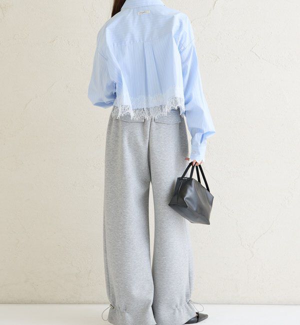  「ストライプ裾レースシャツ」|シャツ・ブラウス|