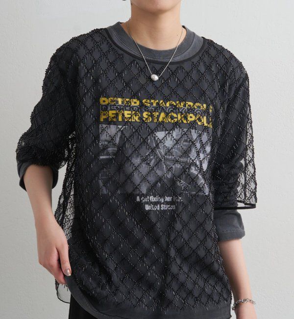  「ビーズシアーハーフスリーブブラウス」|シャツ・ブラウス|