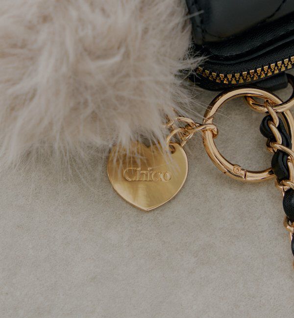  「ファーチャーム付きキルティングスマホポーチ」|その他|