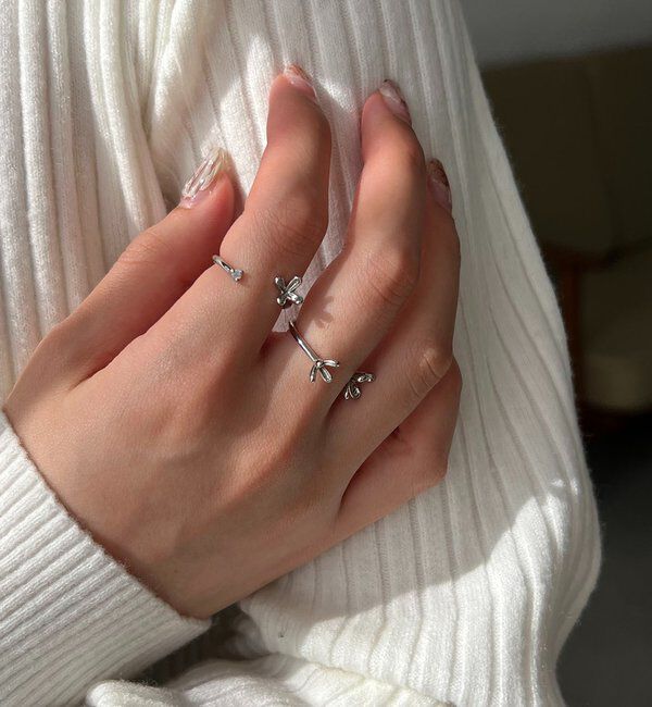  「〈GOLDY/ゴールディ〉2SET小花リング」|リング|シルバー