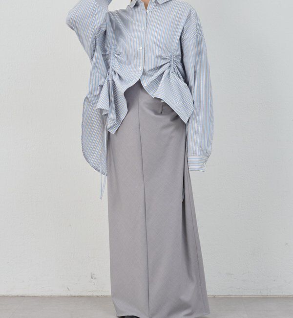  「ストライプギャザーブラウス」|シャツ・ブラウス|