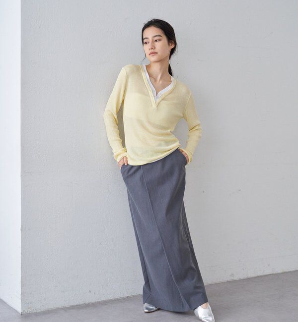  「【26SS予約】ヘンリーネックレイヤードニット」|ニット・セーター|