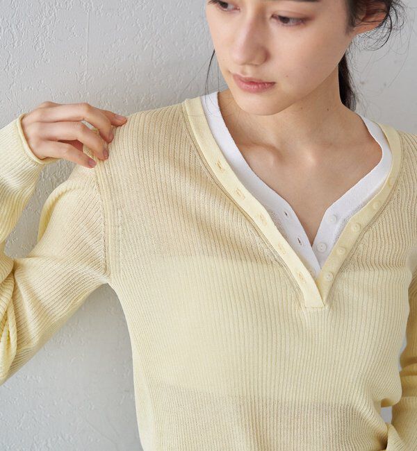  「【26SS予約】ヘンリーネックレイヤードニット」|ニット・セーター|