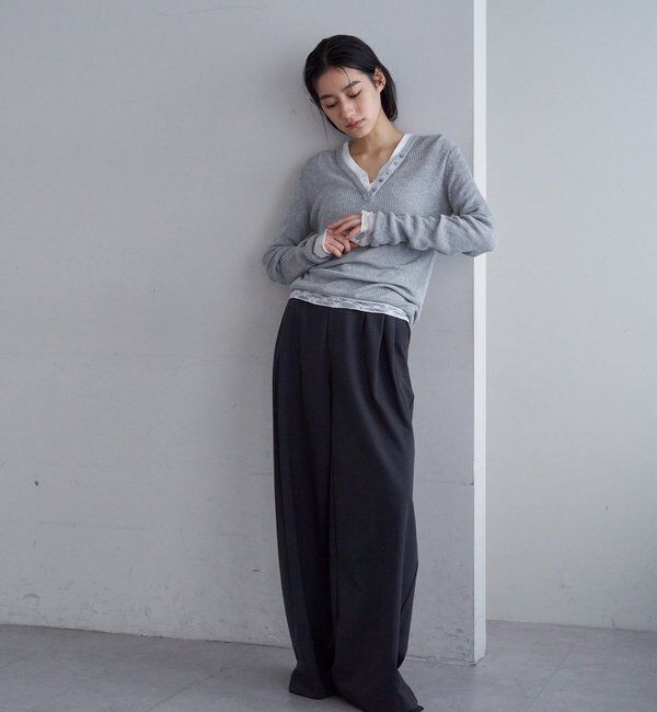  「【26SS予約】ヘンリーネックレイヤードニット」|ニット・セーター|