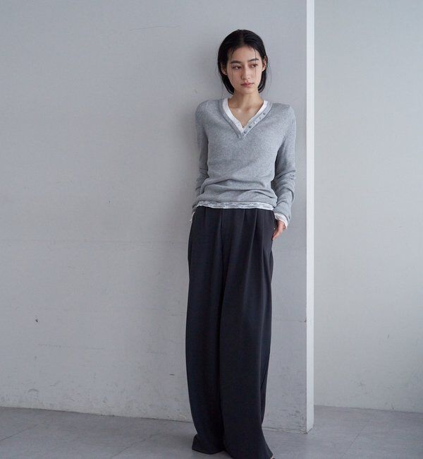  「【26SS予約】ヘンリーネックレイヤードニット」|ニット・セーター|