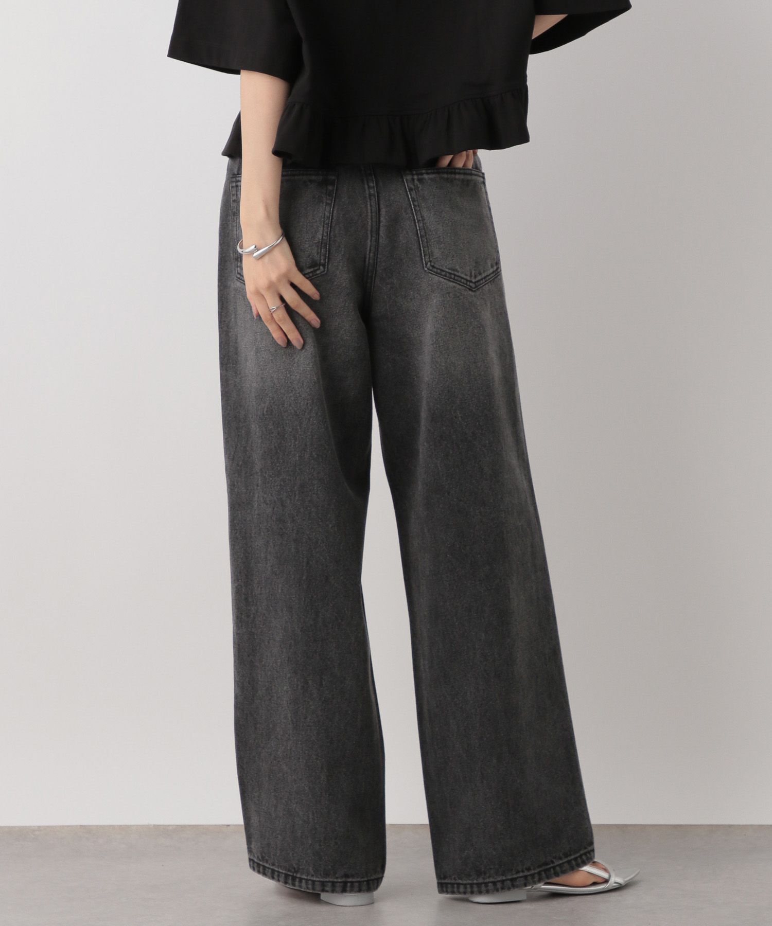 LOWRYS FARM「ビジューワイドストレートＰ」|デニム|