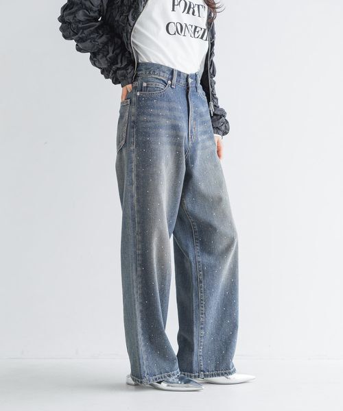 LOWRYS FARM「ビジューワイドストレートＰ」|デニム|
