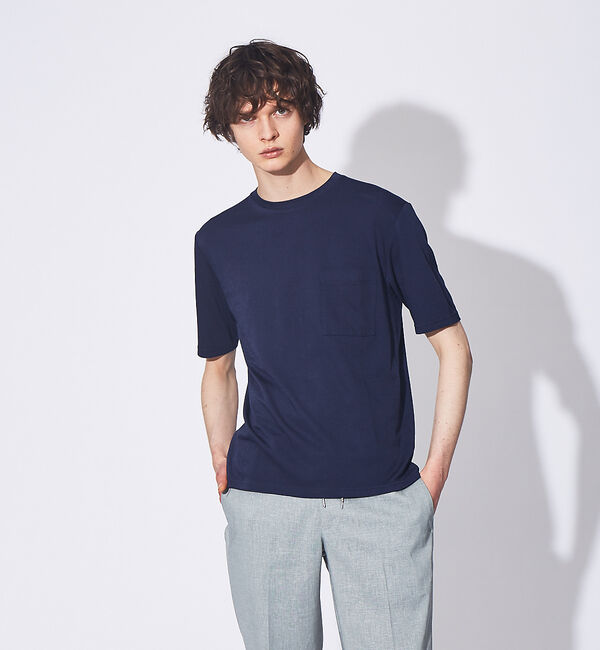 ABAHOUSE「【FLEX COOL】超接触冷感 スムース クルーネック Tシャツ」|Tシャツ・カットソー|ダークネイビー