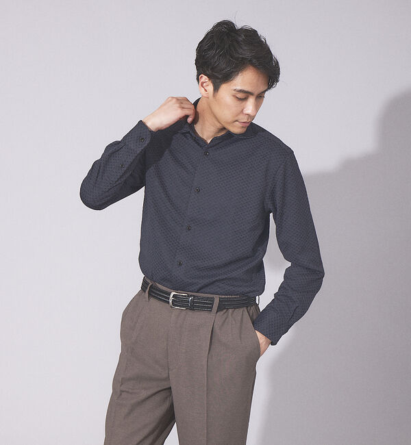 ABAHOUSE「【FLEX SHIRTS】ダイヤ柄 フクレジャカード シャツ」|シャツ・ブラウス|