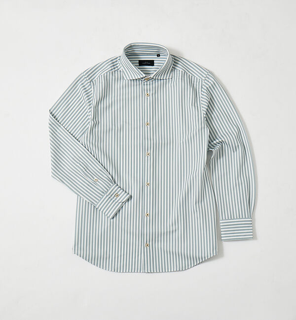 ABAHOUSE「【FLEX SHIRTS】マルチストレッチ ストライプ ジャージーシャツ」|シャツ・ブラウス|ライトグレー