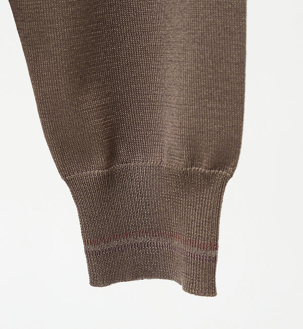 ABAHOUSE「【シルクブレンド】袖リブ配色 クルーネック ニット」|ニット・セーター|