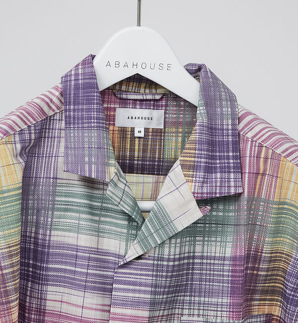 ABAHOUSE「【ポレンカチェック】バチスト  オープンカラー シャツ」|シャツ・ブラウス|