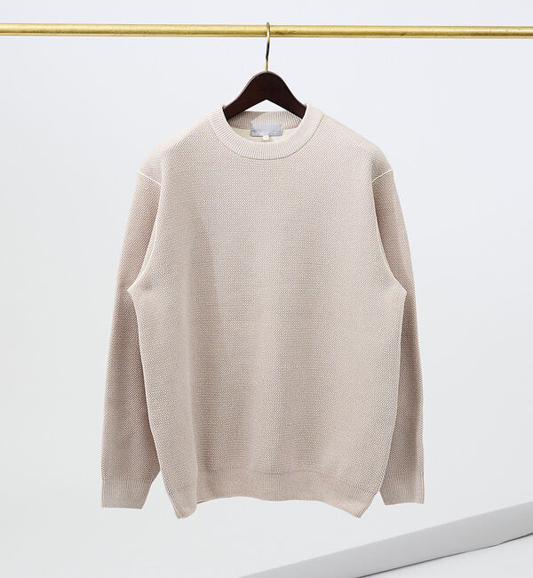 ABAHOUSE「ダブルフェイス モールカノコ プルオーバー ライン切替えニット」|ニット・セーター|ライトベージュ