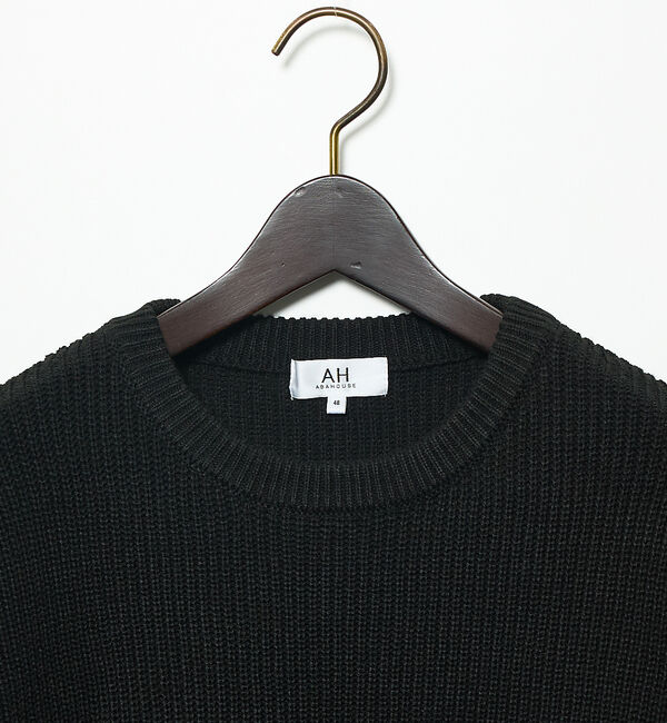 ABAHOUSE「【AH ABAHOUSE】畦編み ダメージ クルーネックニット プルオーバー」|ニット・セーター|