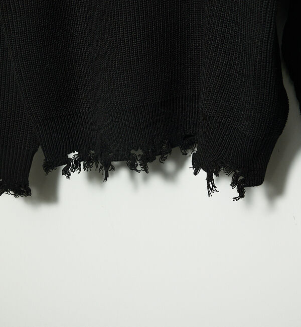 ABAHOUSE「【AH ABAHOUSE】畦編み ダメージ クルーネックニット プルオーバー」|ニット・セーター|