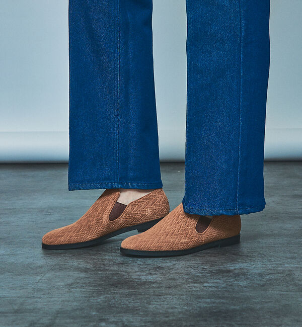 alfredoBANNISTER「【定番木型】メッシュ型押し / サイドゴア レザースリッポン」|その他|ブラウン