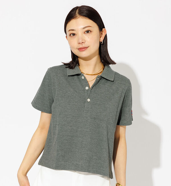 Rouge vif「【JEMORGAN/ジェーイーモーガン】クロップド丈ポロシャツ」|ポロシャツ|チャコールグレー