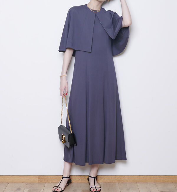 Rouge vif「ライトポンチケープ付き２WAYワンピース」|ワンピース|チャコールグレー