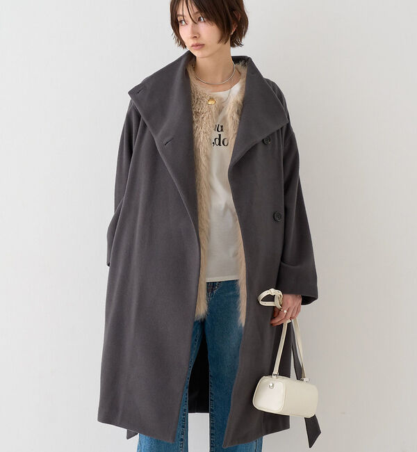 Rouge vif「【一部店舗限定】ショートビーバーニュアンスカラーコート」|その他|チャコールグレー