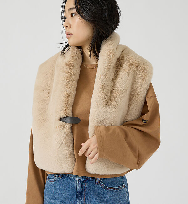 Rouge vif「【HELEN MOORE/ヘレンムーア】バックル付フェイクファースカーフ / ス」|マフラー|