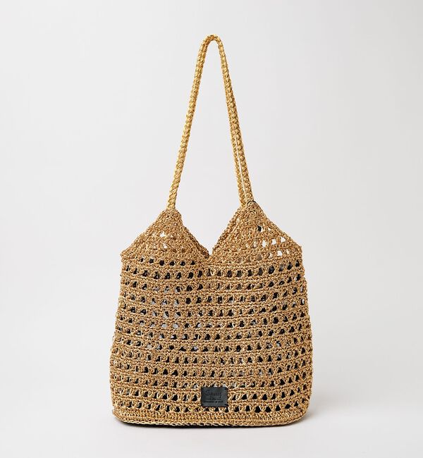 Rouge vif「【Swaraj /スワラージ】手編みのメタリックマクラメ・ショルダーバッグ/キラ」|トートバッグ|ゴールド