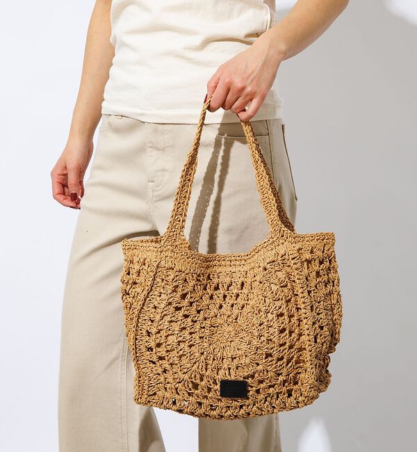 Rouge vif「【Swaraj /スワラージ】手編みペーパーラフィアトートBAG/トートバッグ【」|トートバッグ|ベージュ
