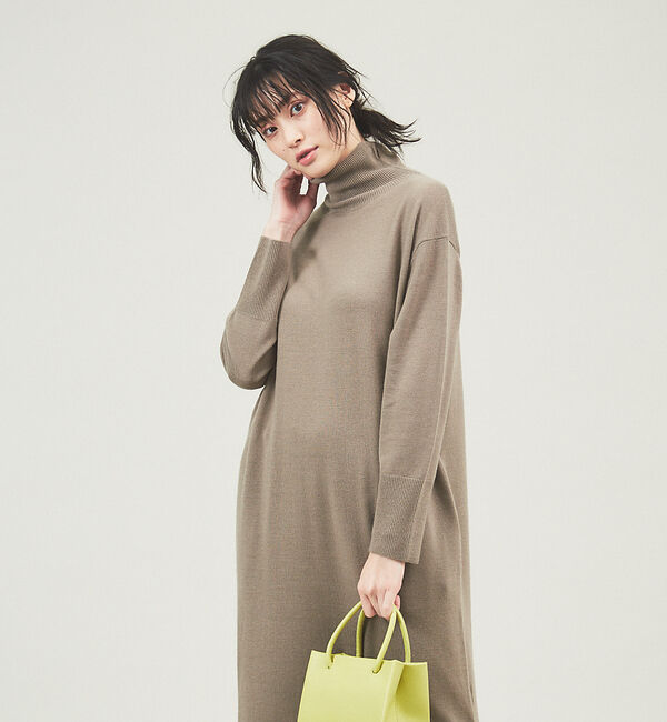 qualite「タートルネックニットワンピース」|ワンピース|モカ