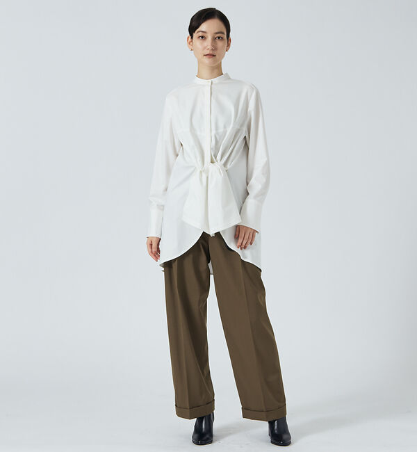 qualite「サイドボタンドレープブラウス」|シャツ・ブラウス|
