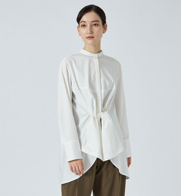 qualite「サイドボタンドレープブラウス」|シャツ・ブラウス|