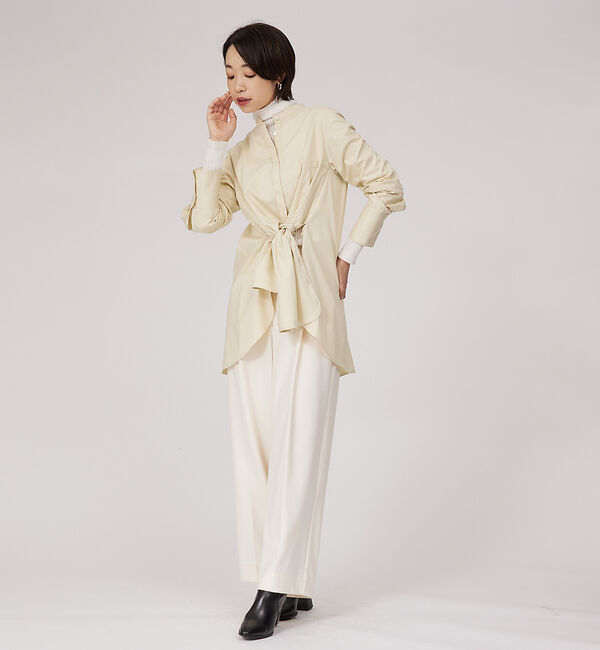 qualite「サイドボタンドレープブラウス」|シャツ・ブラウス|