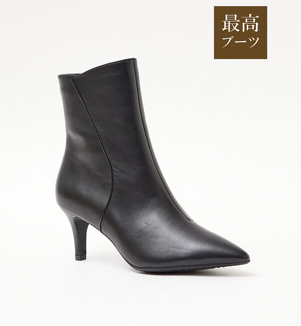 AU BANNISTER「【最高ブーツ/ 6.5cmヒール】ポインテッドトゥショートブーツ」|ショートブーツ|ブラック