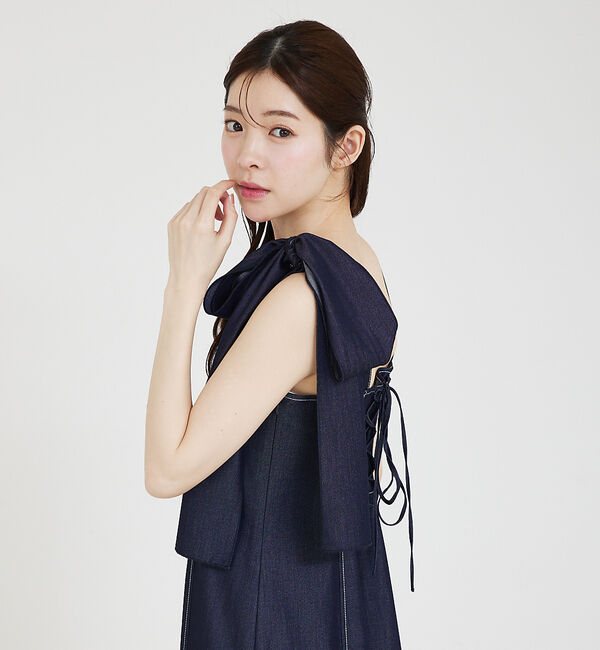 SELFIST「デニムライクリボン付ワンピース」|ワンピース|
